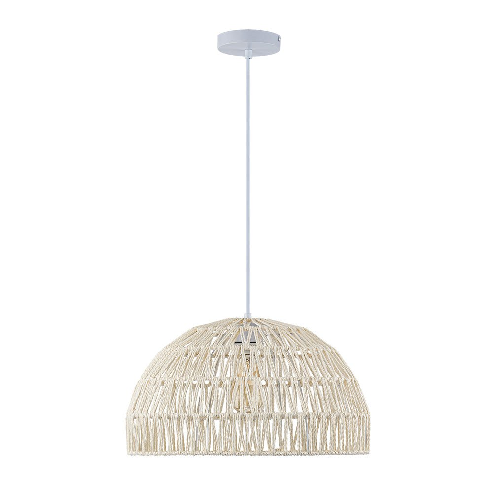 Davit Wire Rope Pendant 1-Light Coastal Bohemian Woven Rope Dome Pendant
