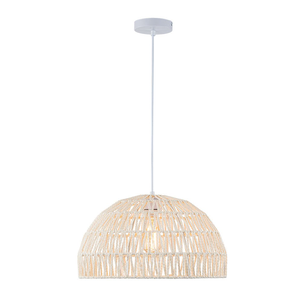 Davit Wire Rope Pendant 1-Light Coastal Bohemian Woven Rope Dome Pendant
