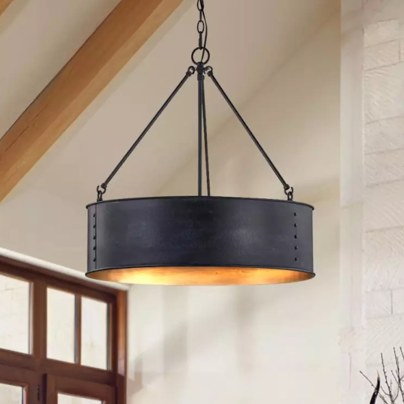 Grayson Industrial Metal Black Drum Pendant Light 1.webp__PID:a97e8487-9f6f-4ce0-8c52-1c2e33e6f844