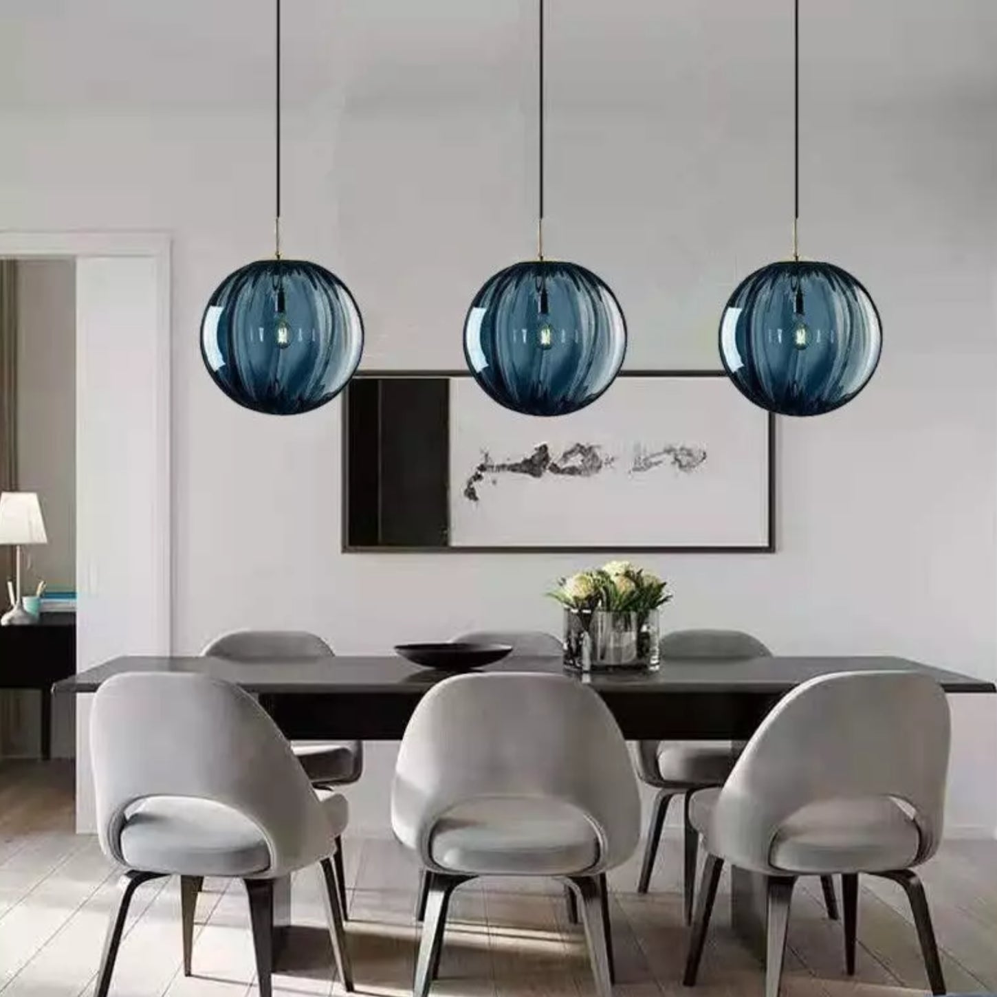 Octavia Gemstone Tones Glass Pleated Pendant Light scene2.webp__PID:d270ff23-d74e-44b9-8477-4ca319a6fe2a
