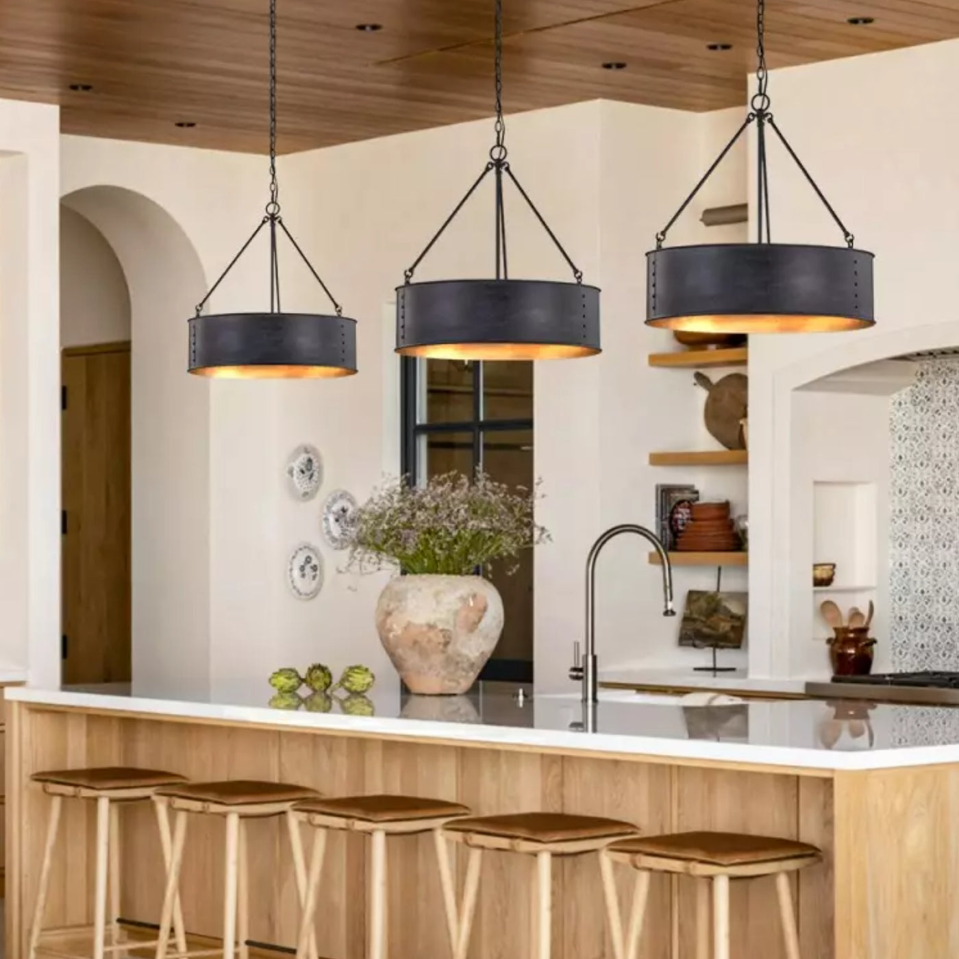 Grayson Industrial Metal Black Drum Pendant Light scene2.webp__PID:ba166c7a-be4c-480d-81b0-964b79e53ba8