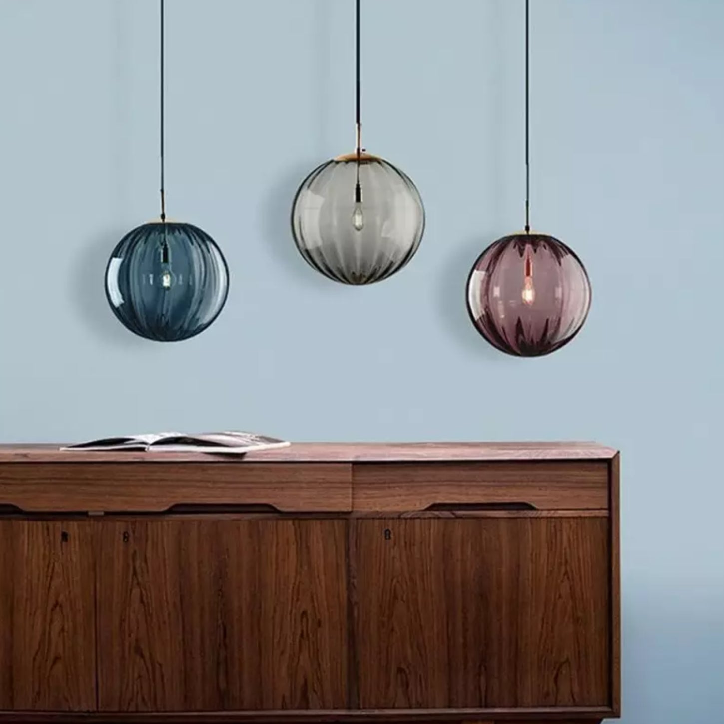 Octavia Gemstone Tones Glass Pleated Pendant Light scene7.webp__PID:8d70edac-3677-4927-9953-6f7e7a352d86