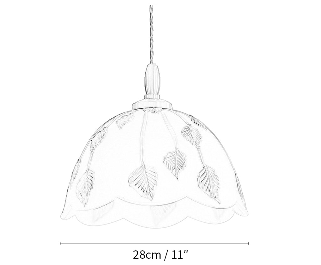 Retro Round Leaf Glass Pendant Lamp