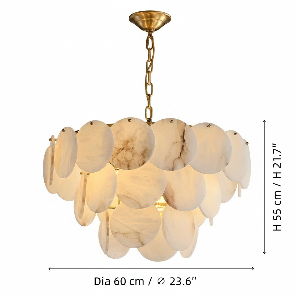 Elegant Brass & Alabaster Shell Multi-Layer Chandelier3.jpg__PID:efc2bfa0-6914-4816-ab42-fafdb52733f7