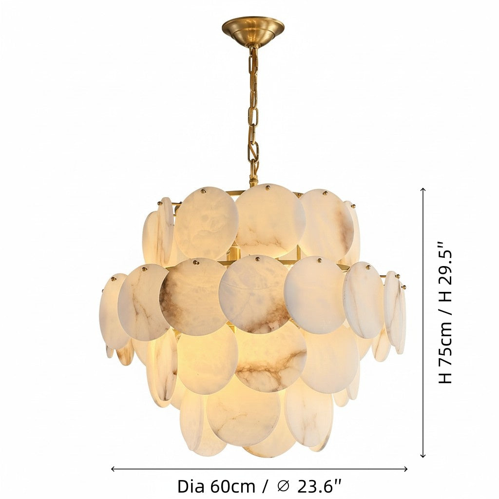 Elegant Brass & Alabaster Shell Multi-Layer Chandelier4.jpg__PID:c2bfa069-14b8-46eb-82fa-fdb52733f728