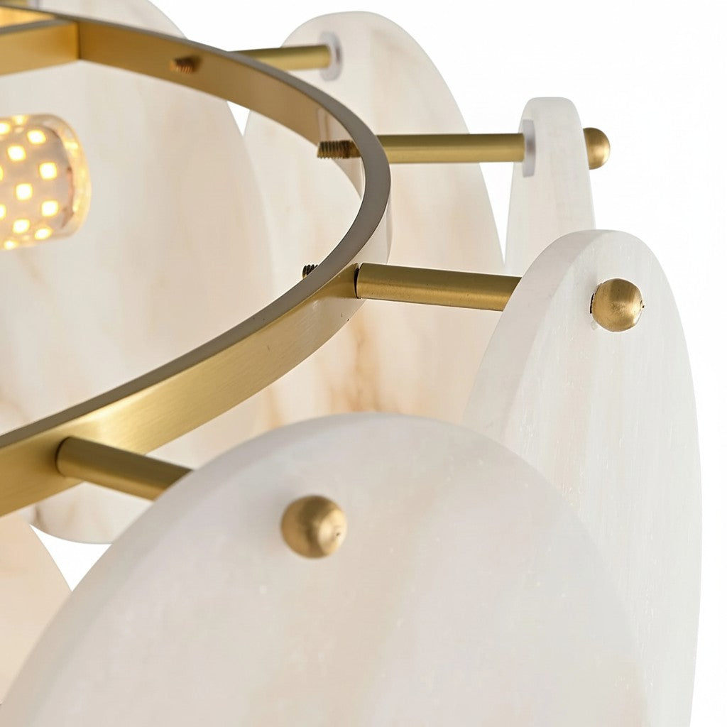 Elegant Brass & Alabaster Shell Multi-Layer Chandelier11.jpg__PID:79588284-ad4c-493b-86b3-1246073316a0