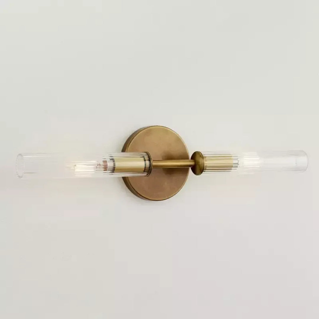 Retro Ribbed Glass Double Tube Wall Lamp tumbled brass.webp__PID:6f9c58bc-17a1-47df-b74d-7cbb35fc6863