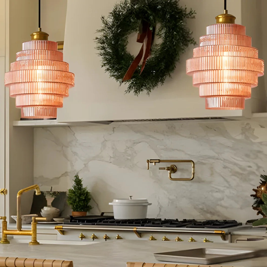 Lampadario vintage in vetro colorato a strisce pink1.webp__PID:c9f39230-3e35-433c-b554-260a8854d318