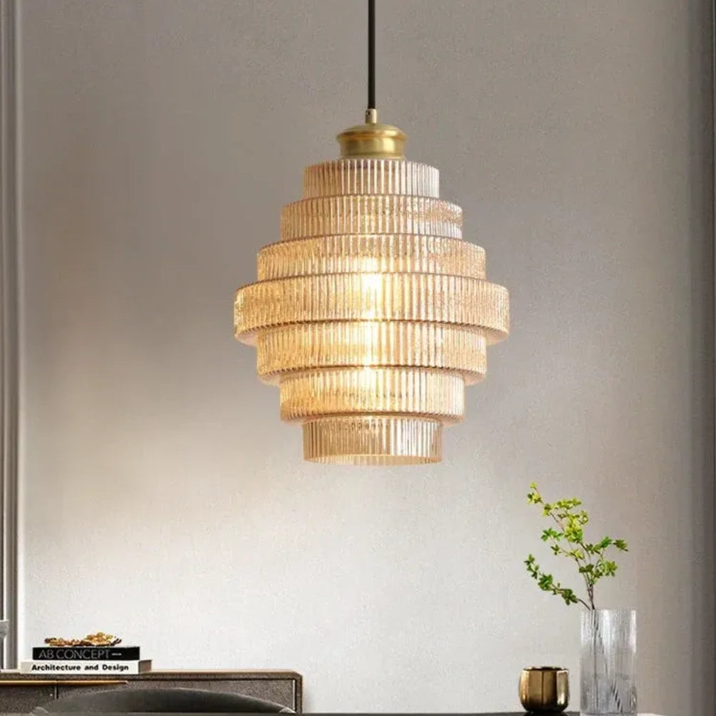 Lampadario vintage in vetro colorato a strisce orange2.webp__PID:f392303e-35c3-4c35-9426-0a8854d318c7