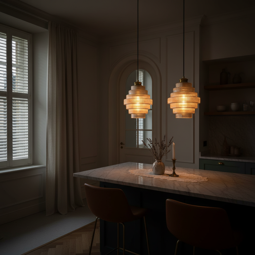 Lampadario vintage in vetro colorato a strisce orange5.webp__PID:9105c9f3-9230-4e35-833c-3554260a8854