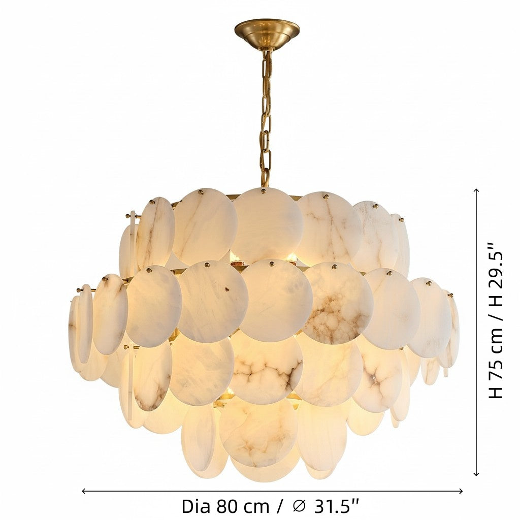 Elegant Brass & Alabaster Shell Multi-Layer Chandelier2.jpg__PID:aaefc2bf-a069-44b8-96eb-42fafdb52733